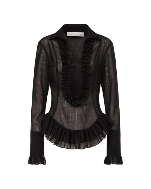 Ludovic de Saint Sernin Black Duchesse Ruffled Shirt