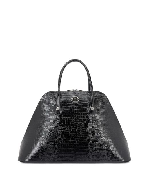 Philipp Plein Black Majestic Handbag Cocco Large