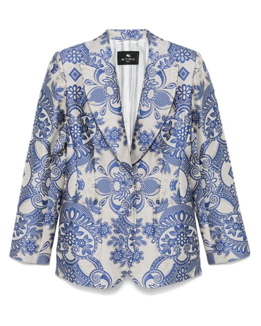 Etro レースモチーフ シングルジャケット Blue