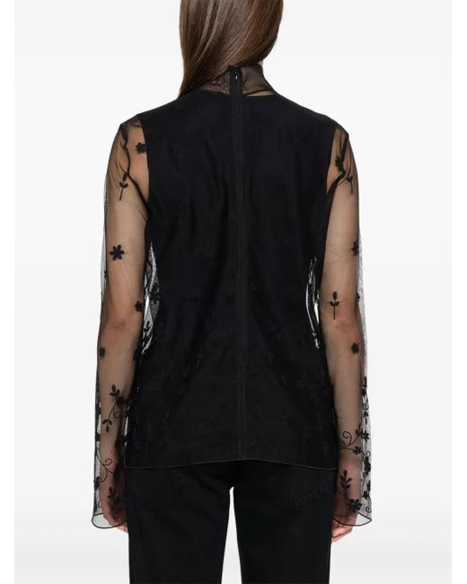 Totême Black Floral-Embroidered Shirt