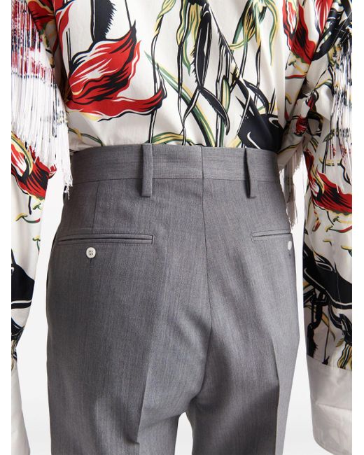 Prada Gray Mohair-wool Tailored Trousers for men