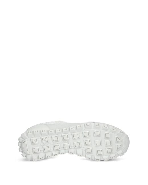ARMANI EXCHANGE White Monogram-Patterned Lace-Up Sneakers