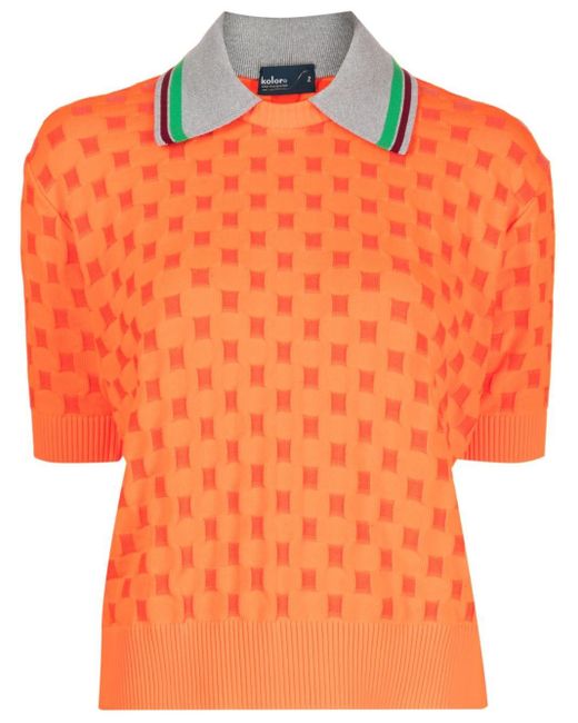 Kolor Orange Geometric-print Polo Shirt
