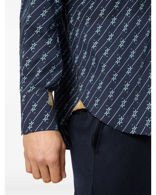 Billionaire Blue Monogram-Pattern Cotton Shirt for men