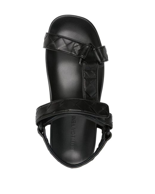 Bottega Veneta Black Intrecciato Leather Sandals