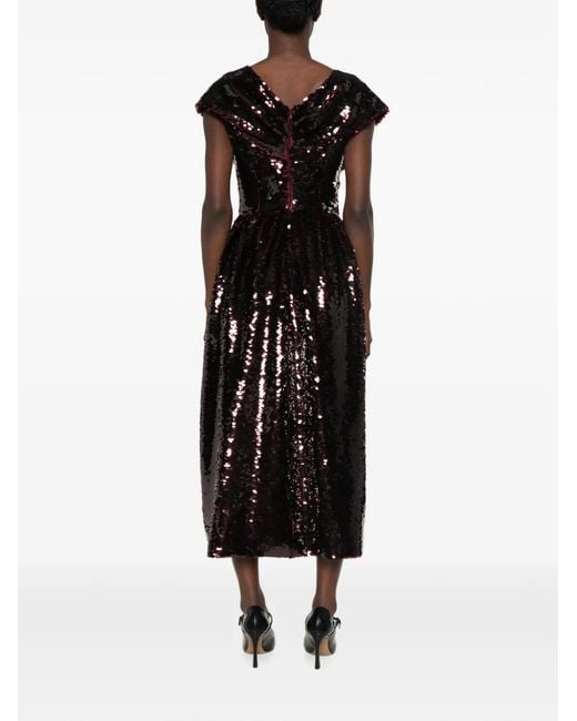 Simone Rocha Black Sequin-Embellished Bow-Detail Midi Dress