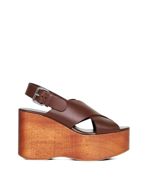 Weekend by Maxmara Brown Criss-Cross Leather Sandals