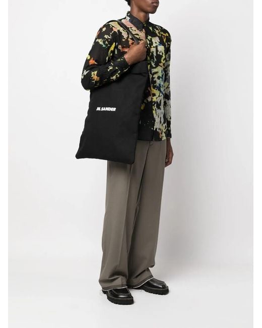 Jil Sander Black Tote Bag With Logo Print