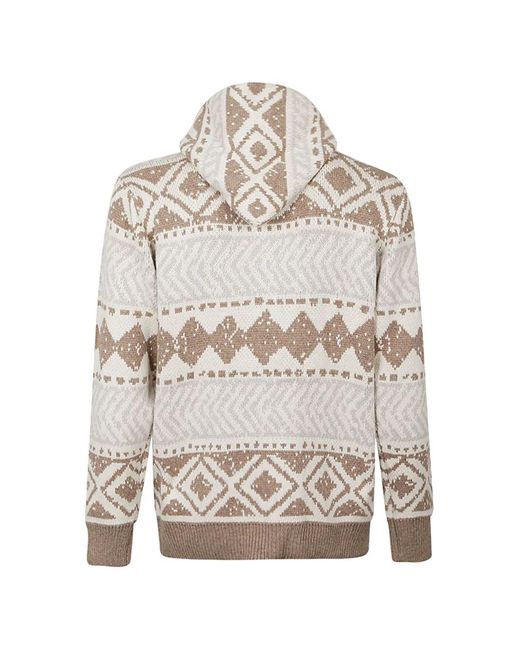 TOOCO White Patterned Hooded Cardigan