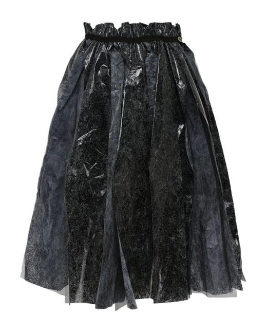 Comme des Garçons Black Foil-Effect Pleated Skirt