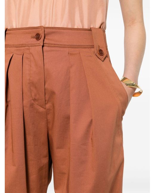 Alberta Ferretti Orange Pleat-detail Trousers
