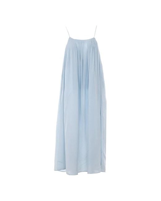 ELEH Blue Spaghetti Straps Embroidered Dress