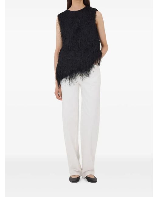 Loulou de Saison Black Yasmin Fringed Sleeveless Vest