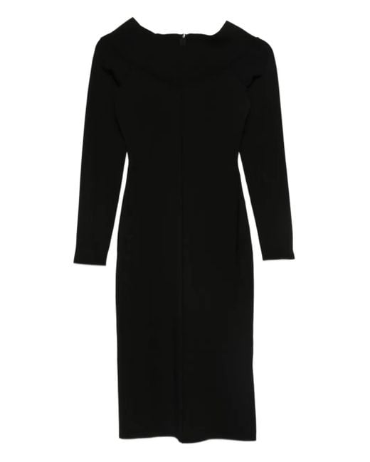 Stella McCartney Black Boat-Neck Long-Sleeve Midi Dress