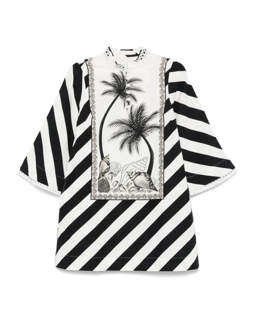 VERANDAH White Diagonal-Stripe Mini Dress
