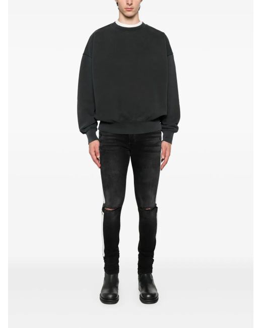 Purple Brand Black Crew-Neck Fleece Sweatshirt