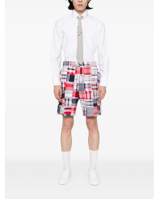 Thom Browne Red Utility Chino Shorts for men