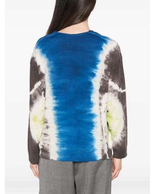 Liviana Conti Blue Tie-Dye V-Neck Sweater