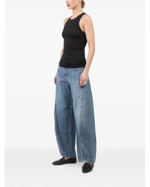 Tibi Black Ribbed Racerback Top