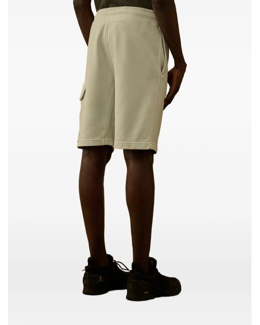 C P Company Natural Drawstring-Detail Cotton Cargo Shorts for men