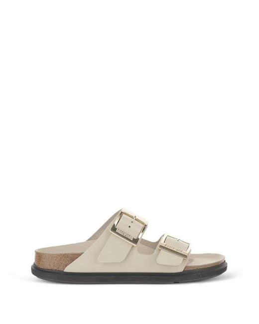 Birkenstock White Arizona Buckle-Fastening Leather Sandals