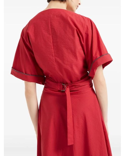 Brunello Cucinelli Red Monili-Detail Blouse