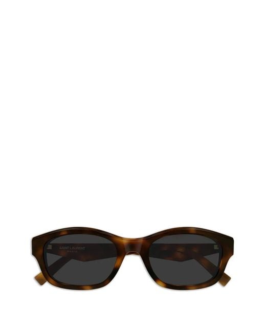 Saint Laurent Black Geometric-Frame Tortoiseshell Sunglasses