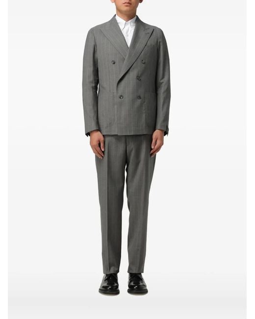 Tagliatore Gray Pinstripe Double-Breasted Suit Jacket for men
