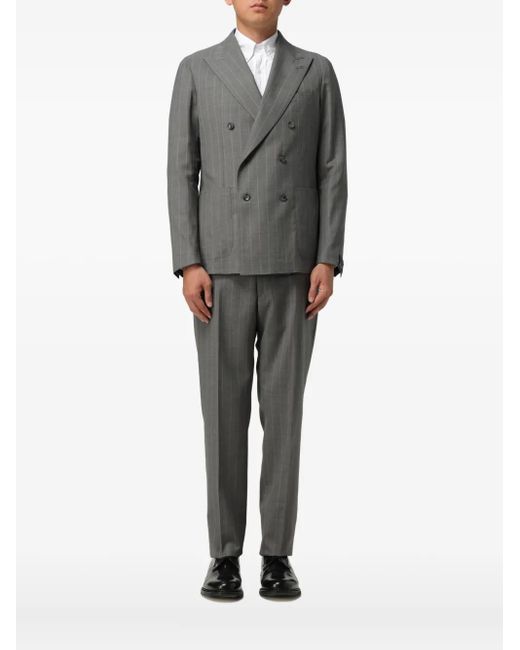 Tagliatore Gray Pinstripe Double-Breasted Suit Jacket for men
