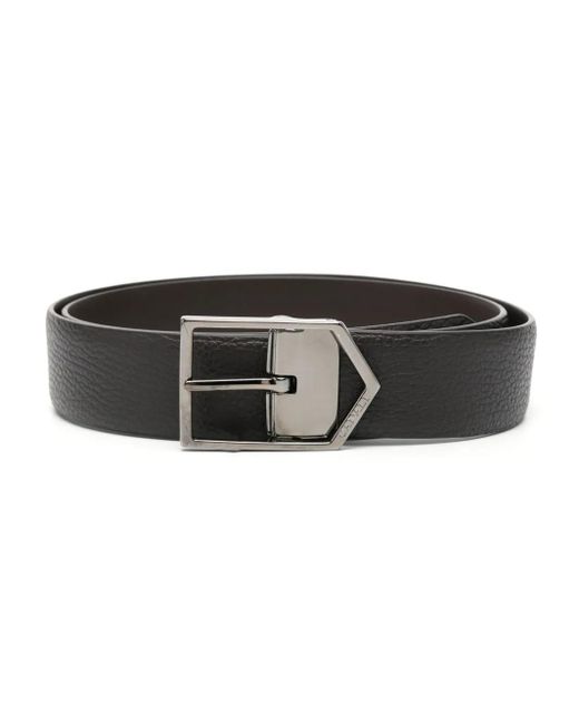 Canali Black Tumbled Leather Belt for men