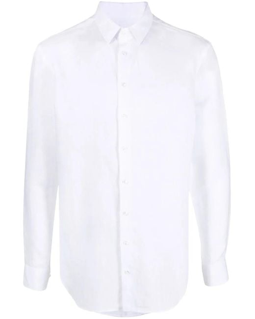 Giorgio Armani White Linen Short-Sleeve Shirt For for men