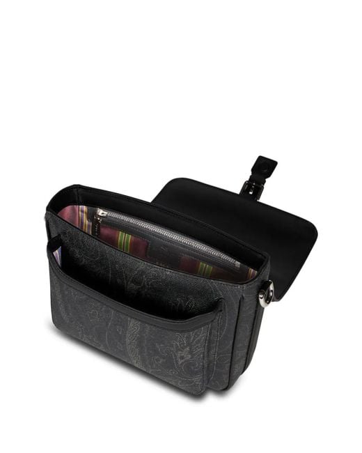 Etro Black Small Essential Paisley-Print Messenger Bag for men