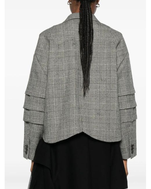 Noir Kei Ninomiya Gray Gestufte Jacke mit Karomuster