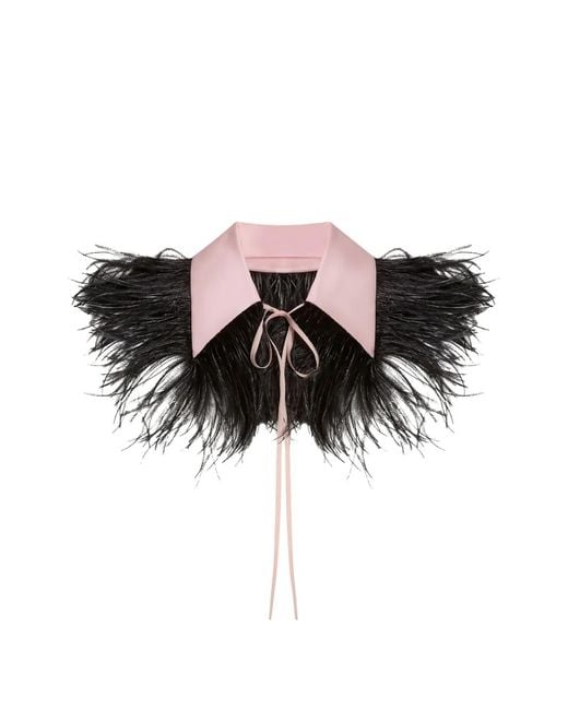 LaDoubleJ Black La Scala Feather-Trim Collar