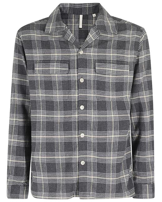 sunflower Gray Buttoned Plaid Shirt for men