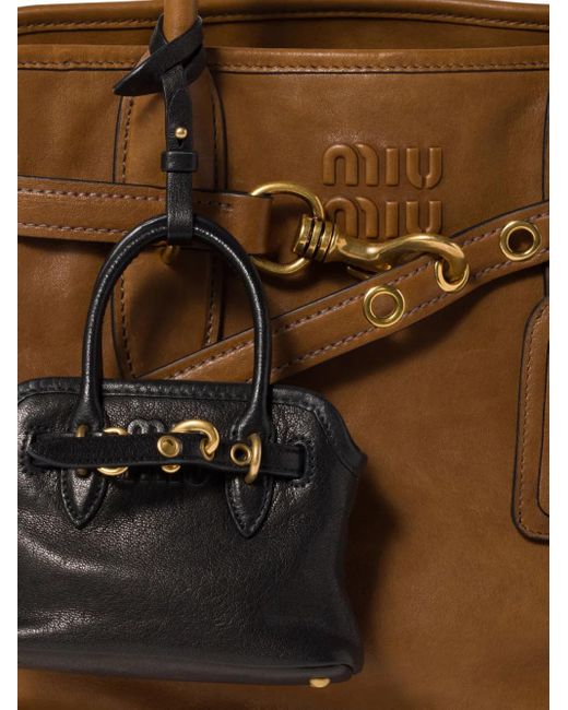 Miu Miu Black Leather Trick Keychain