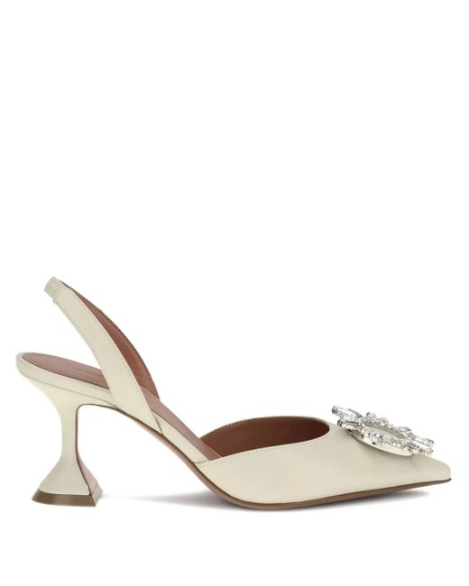 AMINA MUADDI Metallic 70Mm Begum Crystal-Embellished Slingback Mules