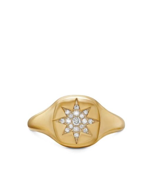 David Yurman Metallic 18Kt Cable Collectibles Compass Diamond Pinky Ring (9.7Mm)