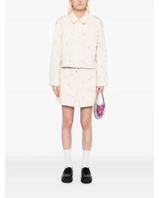 Self-Portrait White Beaded Floral Jacket