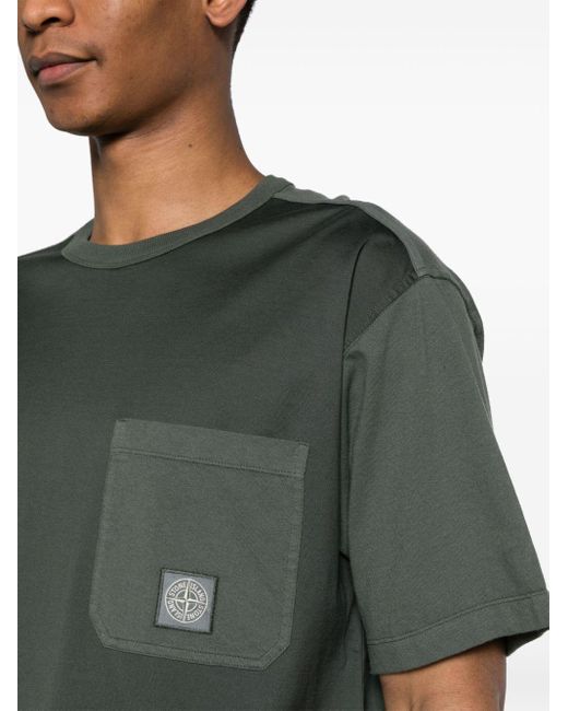 Stone Island Green Compass-patch Cotton T-shirt for men