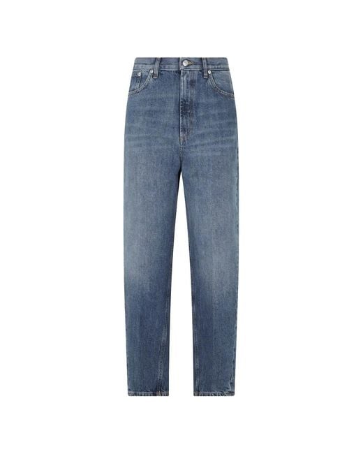 Dondup Blue Faded-Effect Straight-Leg Jeans