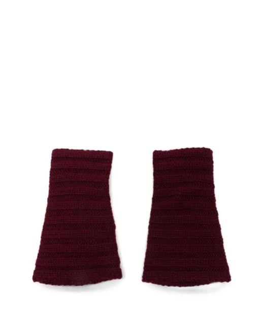 Lisa Yang Purple Ribbed-Knit Fingerless Gloves