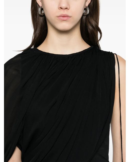 Lanvin Black Draped Jersey Top