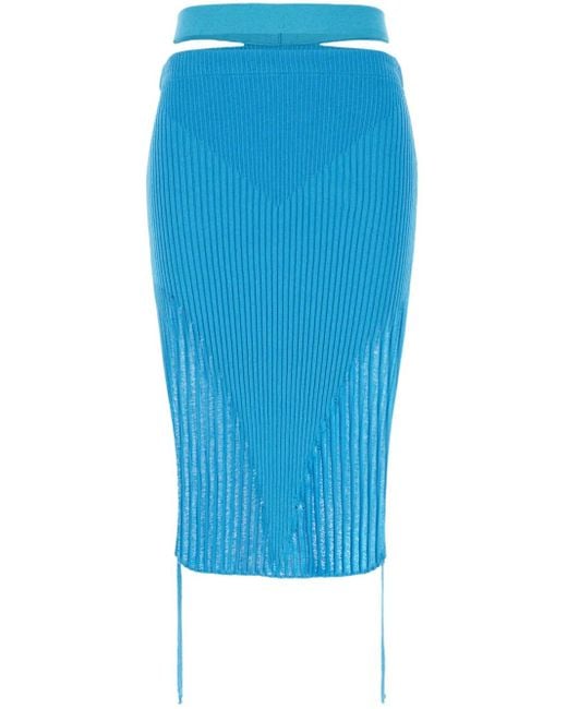 ANDREADAMO Blue Ribbed Knit Pencil Skirt