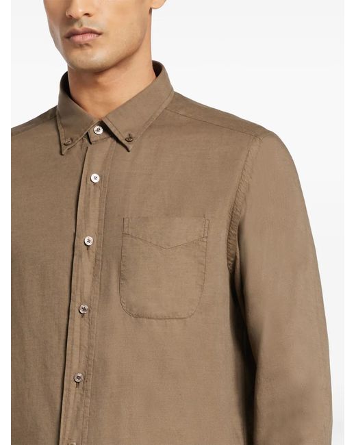 Tom Ford Brown Patch-Pocket Button-Down Shirt for men