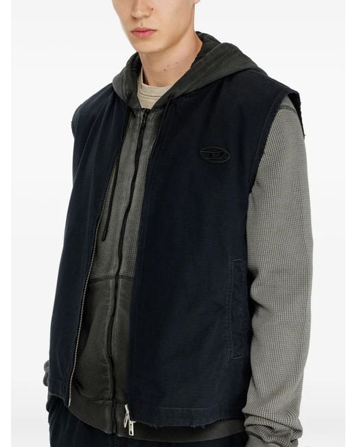 DIESEL Blue Oval-D Logo Gilet for men
