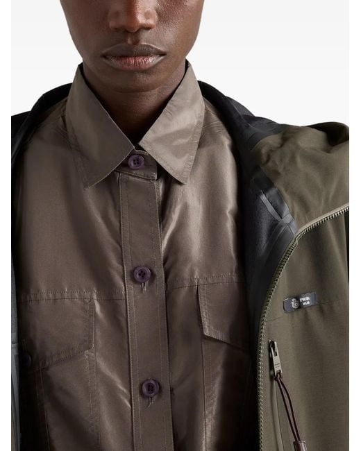 Prada Green Manteau À Capuche