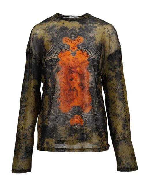 Jean Paul Gaultier プリント シアーtシャツ Black
