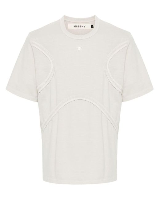 M I S B H V White Panelled Cotton T-shirt for men