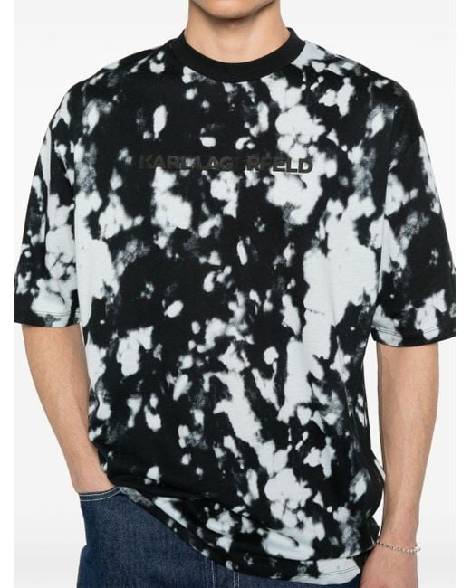 Karl Lagerfeld Black Rubberised-logo Cotton T-shirt for men